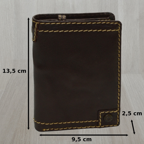 flevado Büffel Leder Herren Geldbörse schwarz mit abnehmbaren Schlüssel Etui in braun